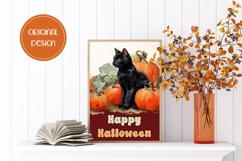 Happy Halloween Greeting Card, Happy Halloween Cat Card Product Image 2