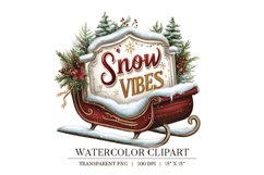 Snow Vibes Christmas Sleigh Clipart Product Image 1