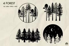 4 Forest silhouettes SVG PNG EPS Product Image 2