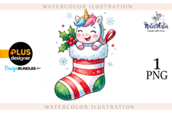 Christmas Unicorn Watercolor Illustration Product Image 1