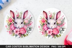 Bouquet And Easter Bunny Flowers -Coaster Sublimation Design Product Image 1
