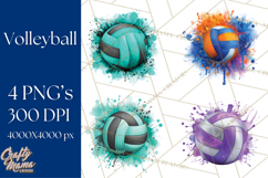 Volleyball Clipart PNG with Team Color Paint Splash Design Product Image 1