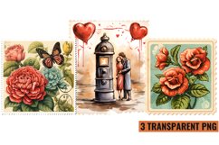 Valentines Romantic Retro Style Stamp Clipart Product Image 1