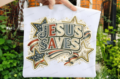Jesus Saves Christian Patriotic Faith PNG Design jesus save Product Image 2