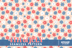 American 4th of July USA Patriotic Flowers Seamless Pattern Product Image 1