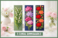 Floral punch needle bookmarks with embroidered flowers Product Image 1
