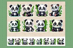 Cute Panda & Bamboo. Print & Cut Stickers PNG Product Image 2