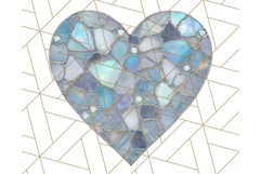 Stained Glass Heart PNG Clipart in Pastel and Bright Colors Product Image 2