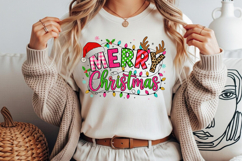 Glitter Merry Christmas Png Sublimation Retro Clipart Product Image 3