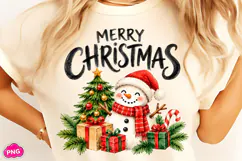 Watercolor Merry Christmas Snowman PNG, Funny Christmas PNG Product Image 2