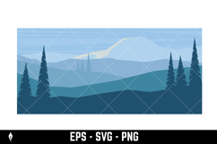 Flat vector landscapes featuring blue mountain Product Image 2