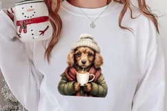Christmas Dog And Coffee Clipart, Christmas Clipart Product Image 2