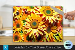 3D Sunflowers Cutting Board Sublimation Design Product Image 1