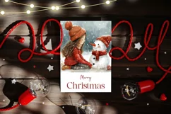 Watercolor Christmas Greeting Cards, Cartoon Christmas Girl Product Image 2
