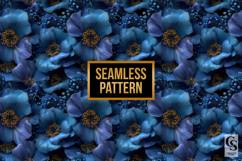 Dark Blue Floral Digital Paper Pattern Product Image 2