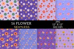 Violet Flower Digital Paper Patterns, Flower Digital Paper Product Image 2