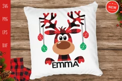 Christmas Girl Name SVG, Buffalo Plaid Moose SVG, Moose Svg Product Image 2