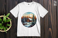 Snowy Forest Cottage clipart sublimation png Product Image 2