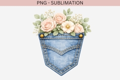 Denim pocket flowers png design for T-shirts Product Image 2