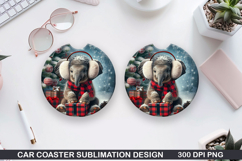 Elephant Car Coaster Sublimation| Christmas Coaster PNG Product Image 1