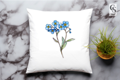 Forget Me Not Watercolor Floral Clipart Sublimation PNG Product Image 2