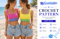 Colorblock Crochet Crop Top Pattern PDF Product Image 6