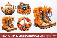 Boho Hippie Sublimation Clipart PNG Product Image 1