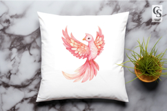 Cute Pink Phoenix Watercolor Clipart Sublimation PNG Product Image 2