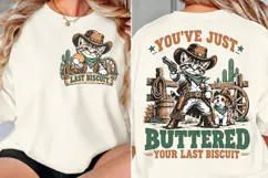 Last Biscuit Cat Front Back PNG, Cowboy Cat Chest Back Shirt Product Image 2