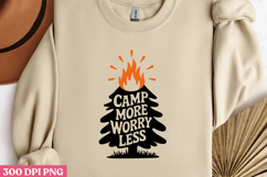 CAMP MORE WORRY LESS PNG, Retro Camping Sublimation PNG Product Image 3