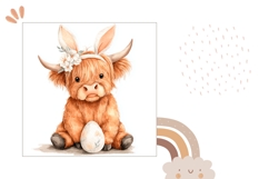 Watercolor Easter Cow Pillowcase, Easter Pillow Design Product Image 2