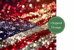 USA Tumbler Wrap Design, Glitter American Flag Tumbler PNG Product Image 2