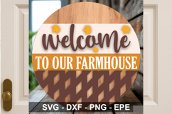 Farmhouse Fall Welcome Sign SVG | Round Door Hanger Design Product Image 2