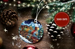 Christmas Ornament PNG, Christmas Train Ornament Sublimation Product Image 2