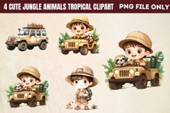 Cute Jungle Animals Tropical Clipart PNG Product Image 1