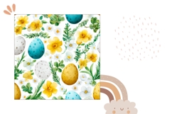 Cartoon Easter Eggs Pillow, Colorful Flowers Pillow Design Product Image 2