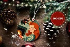 Cartoon Christmas Ornament PNG, Christmas Fireplace Ornament Product Image 2