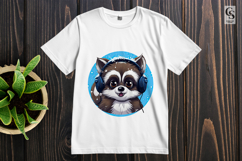 Raccoon Headphones Clipart Sublimation PNG Product Image 2
