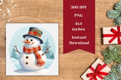 Christmas Square Coaster, Christmas Snowman Sublimation Product Image 2