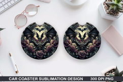 Haunted Bats Car Coaster Sublimation| Halloween Coaster PNG Product Image 1