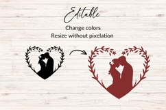 Bride And Groom Heart Floral Frame SVG Product Image 2
