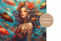 Gorgeous Mermaid Tumbler Wrap, Mermaid Sublimation Design Product Image 2