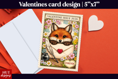 Valentine Fox Forever Card. Valentine card Post stamp Product Image 1