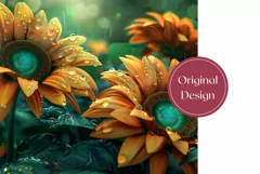 3D Sunflowers Tumbler Wrap, Sunflowers Sublimation Design Product Image 2