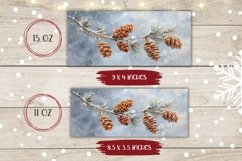 Watercolor Christmas Mug Wrap, Winter Pine Cones Mug PNG Product Image 2