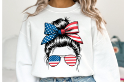 USA Messy Bun Svg Design | Svg Cut Files | Shirt Svg Product Image 1