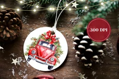 Watercolor Christmas Ornament, Christmas Car Sublimation Product Image 2