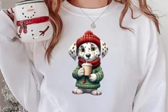Christmas Dog And Coffee Clipart, Christmas Clipart Product Image 2