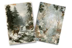 Winter Deer Forest Junk Journal Pages Product Image 2