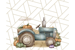 Fall Tractor Clipart PNG, Vintage Tractors With Pumpkins Product Image 2